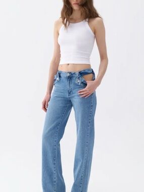 Nocturne 38 Cutout Waist High-Rise Light Blue Jeans - Women